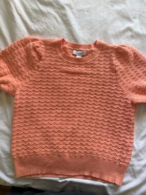Liz Claiborne Coral Wave-Knit Short Sleeve Sweater